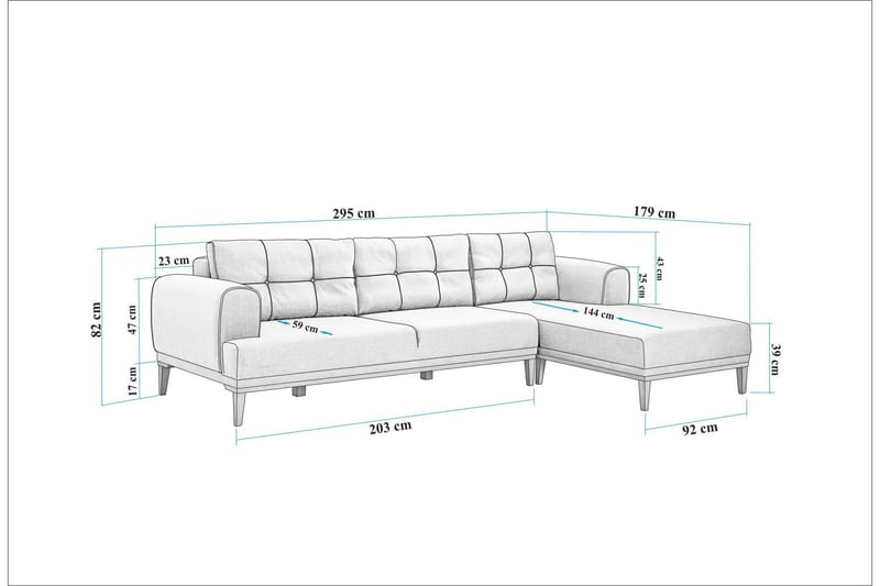 Valsot 4-personers Sofa med Chaiselong - Mørkeblå - Møbler - Sofaer - Sofa med chaiselong