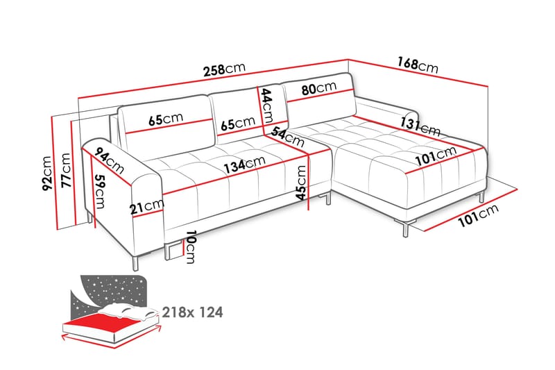 Vilshult Sofa med Divan 3-personers - Lys grå - Møbler - Sofaer - Sofa med chaiselong