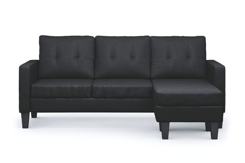 Vislanda 3-personers Sofa med Chaiselong - Sort - Møbler - Sofaer - Sofa med chaiselong