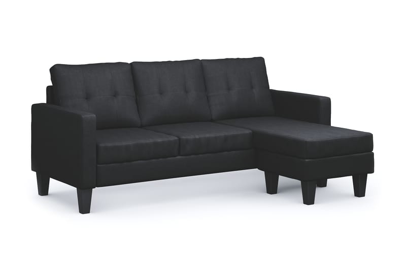 Vislanda 3-personers Sofa med Chaiselong - Sort - Møbler - Sofaer - Sofa med chaiselong