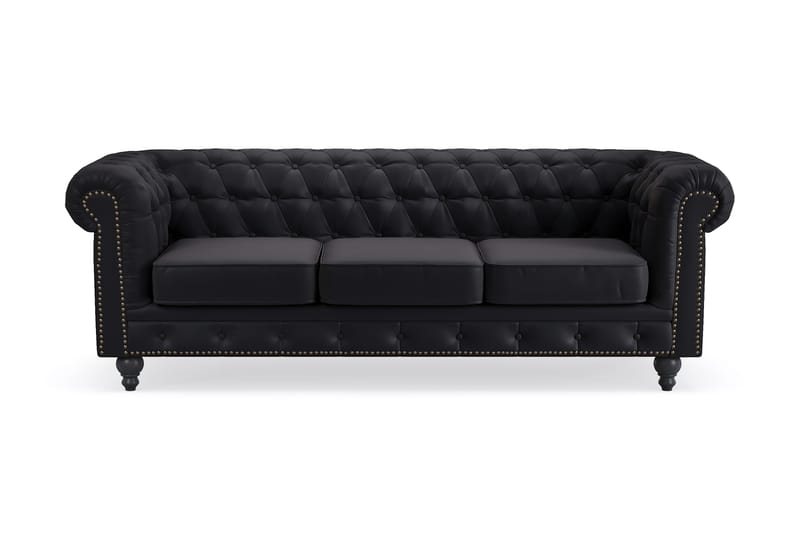 Chesterfield Deluxe 3-pers Sofa - Sort - Møbler - Sofaer - 3 personers sofa