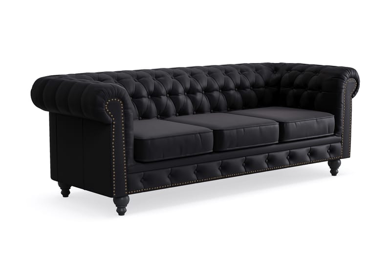 Chesterfield Deluxe 3-pers Sofa - Sort - Møbler - Sofaer - 3 personers sofa