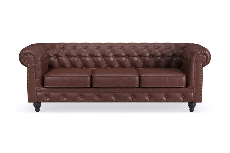 Chesterfield Deluxe 3-pers Sofa - Mørkebrun - Møbler - Sofaer - 3 personers sofa