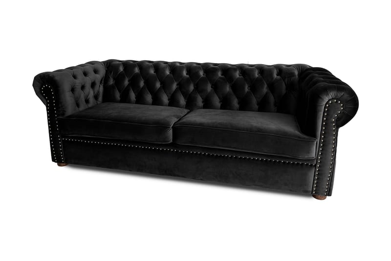 Chesterfield Deluxe sovesofa 3-Pers. - Sort - Møbler - Sofaer - Sovesofaer - 3 personers sovesofa