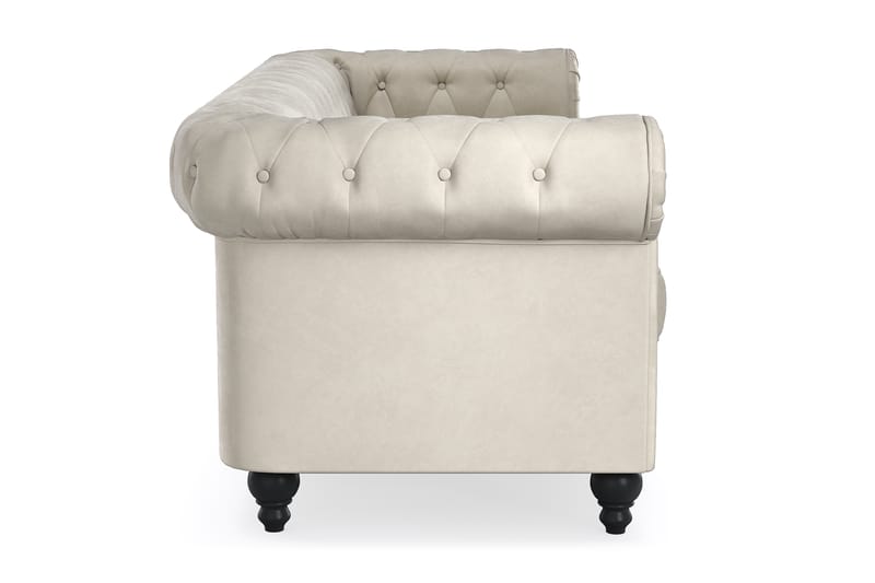 Chesterfield Luksus 3-personers Fløjlsofa 225 cm bred - Beige - Møbler - Sofaer - Chesterfield sofaer