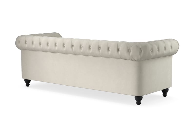 Chesterfield Luksus 3-personers Fløjlsofa 225 cm bred - Beige - Møbler - Sofaer - Chesterfield sofaer