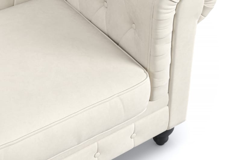 Chesterfield Luksus 3-personers Fløjlsofa 225 cm bred - Beige - Møbler - Sofaer - Chesterfield sofaer