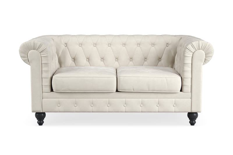 Chesterfield Lyx 2-pers Sofa - Beige Fløjl - Møbler - Sofaer - 2 personers sofa