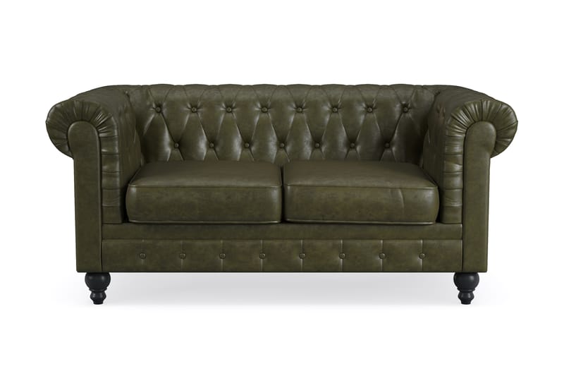 Chesterfield Lyx 2-pers Sofa - Mørkegrøn PU - Møbler - Sofaer - 2 personers sofa