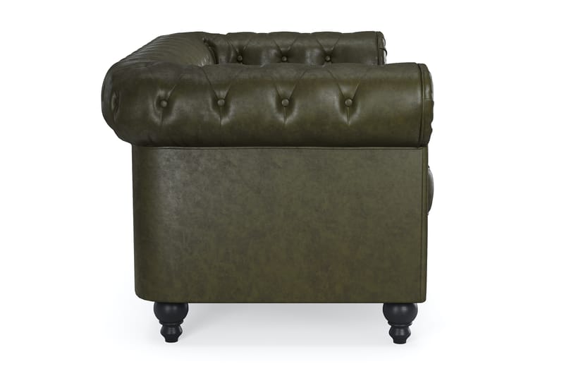 Chesterfield Lyx 2-pers Sofa - Mørkegrøn PU - Møbler - Sofaer - 2 personers sofa