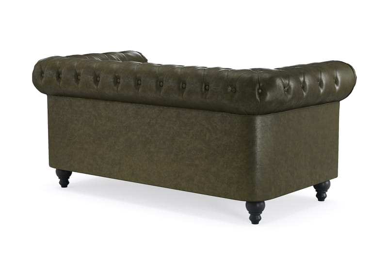 Chesterfield Lyx 2-pers Sofa - Mørkegrøn PU - Møbler - Sofaer - 2 personers sofa