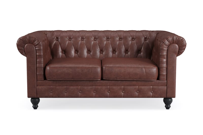 Chesterfield Lyx 2-pers Sofa - Mørkebrun PU - Møbler - Sofaer - 2 personers sofa