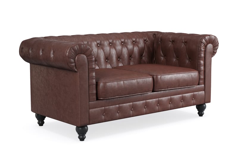 Chesterfield Lyx 2-pers Sofa - Mørkebrun PU - Møbler - Sofaer - 2 personers sofa