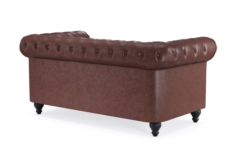 Chesterfield Lyx 2-pers Sofa - Mørkebrun PU - Møbler - Sofaer - 2 personers sofa