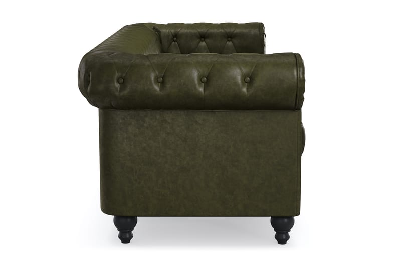 Chesterfield Lyx 3-pers Sofa - Mørkegrøn PU - Møbler - Sofaer - Chesterfield sofaer