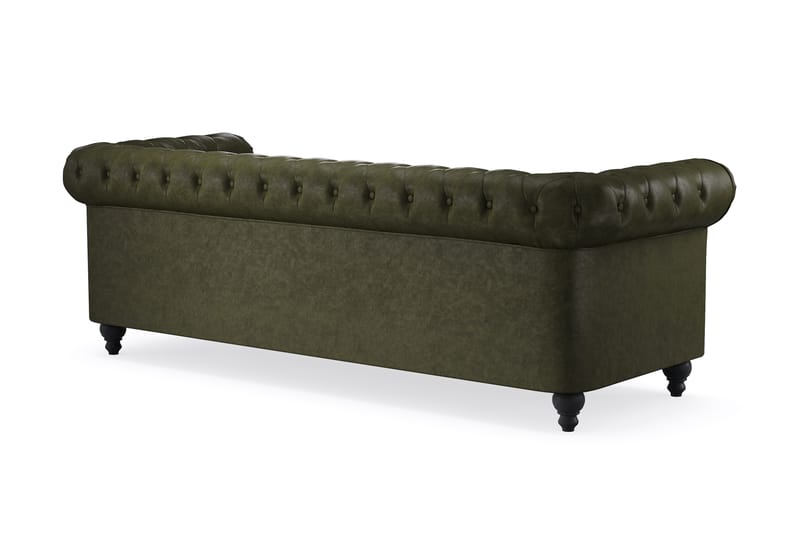 Chesterfield Lyx 3-pers Sofa - Mørkegrøn PU - Møbler - Sofaer - Chesterfield sofaer