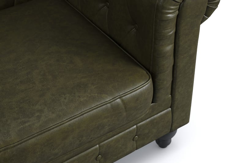 Chesterfield Lyx 3-pers Sofa - Mørkegrøn PU - Møbler - Sofaer - Chesterfield sofaer