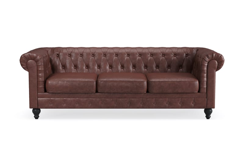 Chesterfield Lyx 3-pers Sofa - Mørkebrun PU - Møbler - Sofaer - Chesterfield sofaer