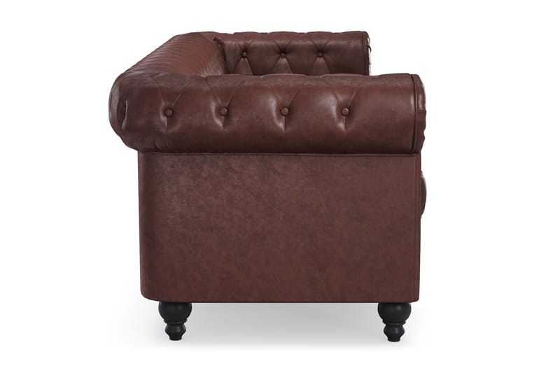 Chesterfield Lyx 3-pers Sofa - Mørkebrun PU - Møbler - Sofaer - Chesterfield sofaer