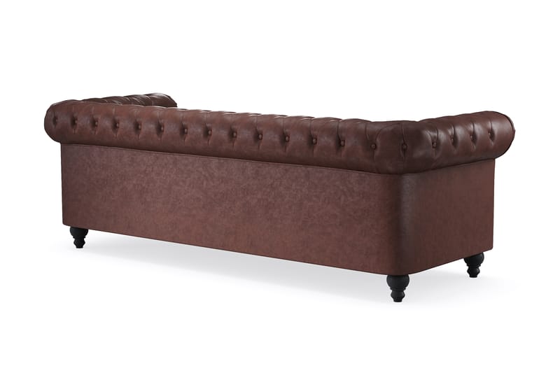 Chesterfield Lyx 3-pers Sofa - Mørkebrun PU - Møbler - Sofaer - Chesterfield sofaer