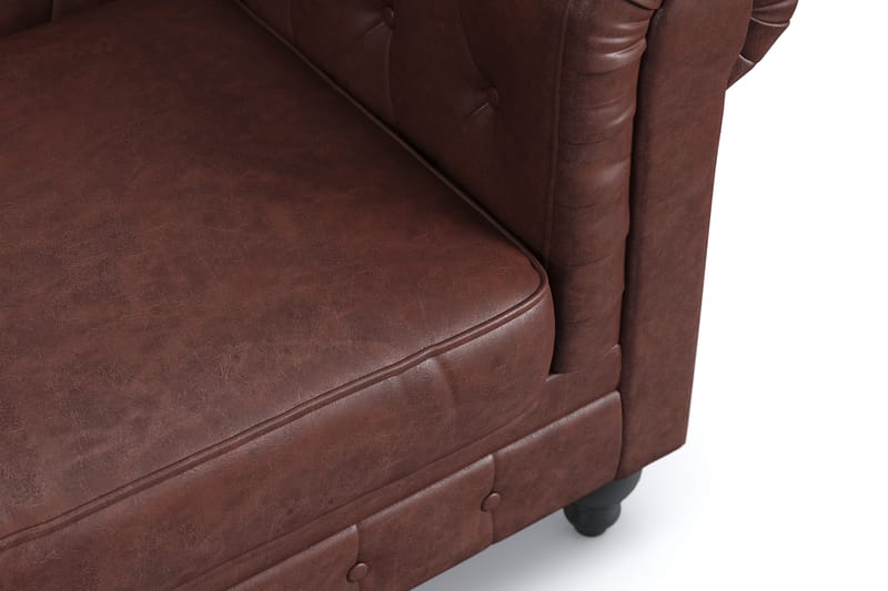 Chesterfield Lyx 3-pers Sofa - Mørkebrun PU - Møbler - Sofaer - Chesterfield sofaer