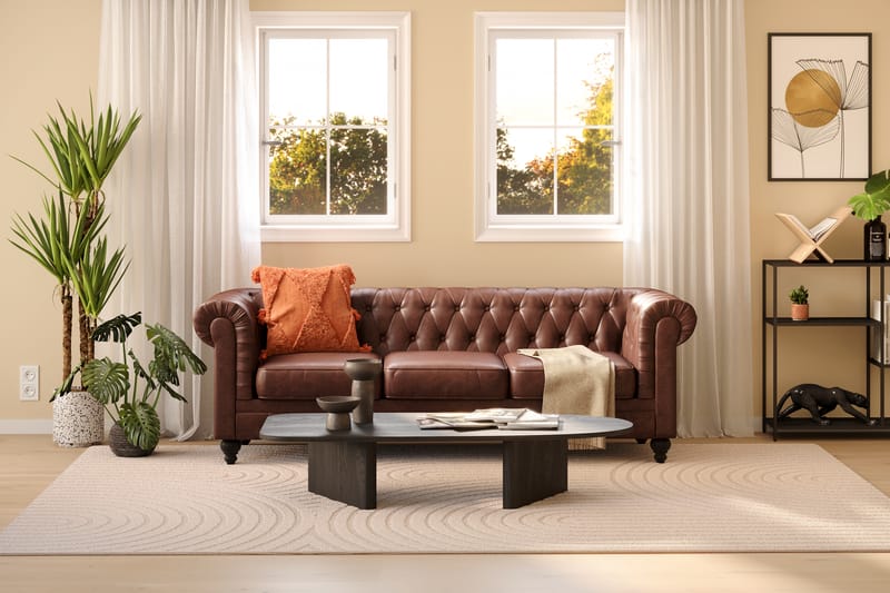 Chesterfield Lyx 3-pers Sofa - Mørkebrun PU - Møbler - Sofaer - Chesterfield sofaer