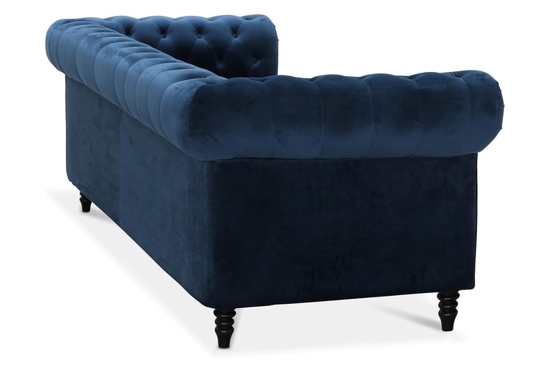 Chesterfield Deluxe Veloursofa 3-pers - Blå - Møbler - Sofaer - Chesterfield sofaer