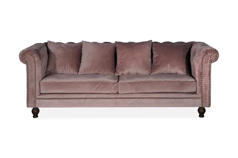 Velvet Sammetsofa 3-sædet - Rosa - Møbler - Sofaer - Chesterfield sofaer