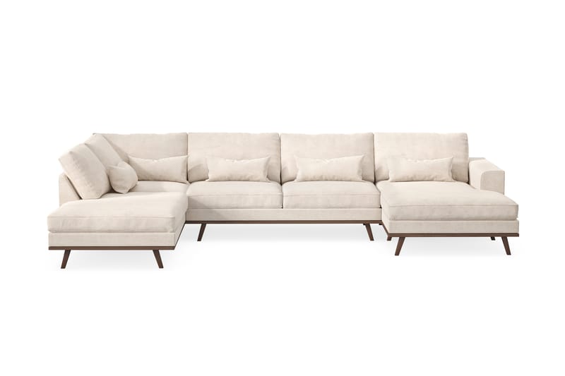 Copenhagen Stor U Sofa Fløjl med Divan og Chaiselong Venstre - Beige - Møbler - Sofaer - U Sofa