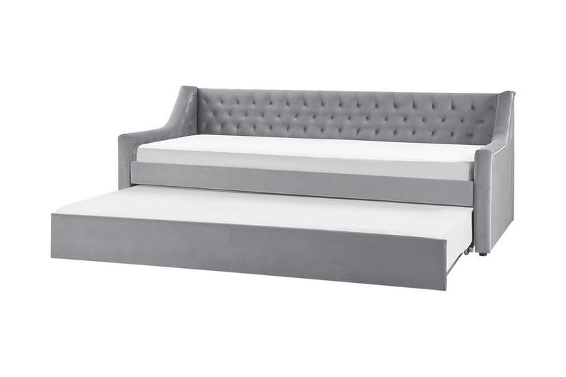 Daybed 90 x 200 cm Velour grå MONTARGIS - Grå - Daybed - Daybed udvidelig - Daybed dobbeltseng - Velour sofaer - Daybed med opbevaring - Lædersofaer