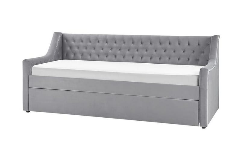 Daybed 90 x 200 cm Velour grå MONTARGIS - Grå - Daybed - Daybed udvidelig - Daybed dobbeltseng - Velour sofaer - Daybed med opbevaring - Lædersofaer