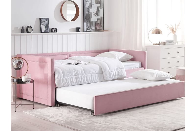 Daybed 90 x 200 cm velour lyserød MIMIZAN - Lyserød - Møbler - Sofaer - Daybed