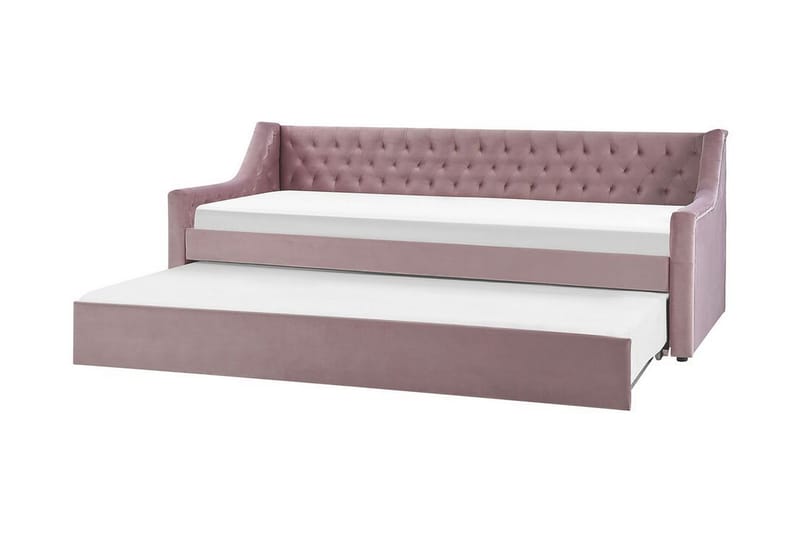 Daybed 90 x 200 cm Velour lyserød MONTARGIS - Lyserød - Møbler - Sofaer - Daybed