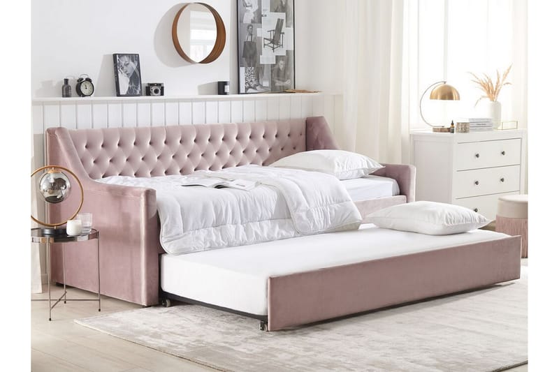 Daybed 90 x 200 cm Velour lyserød MONTARGIS - Lyserød - Møbler - Sofaer - Daybed