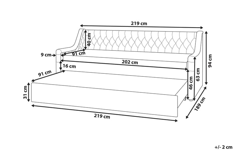 Daybed 90 x 200 cm Velour lyserød MONTARGIS - Lyserød - Møbler - Sofaer - Daybed