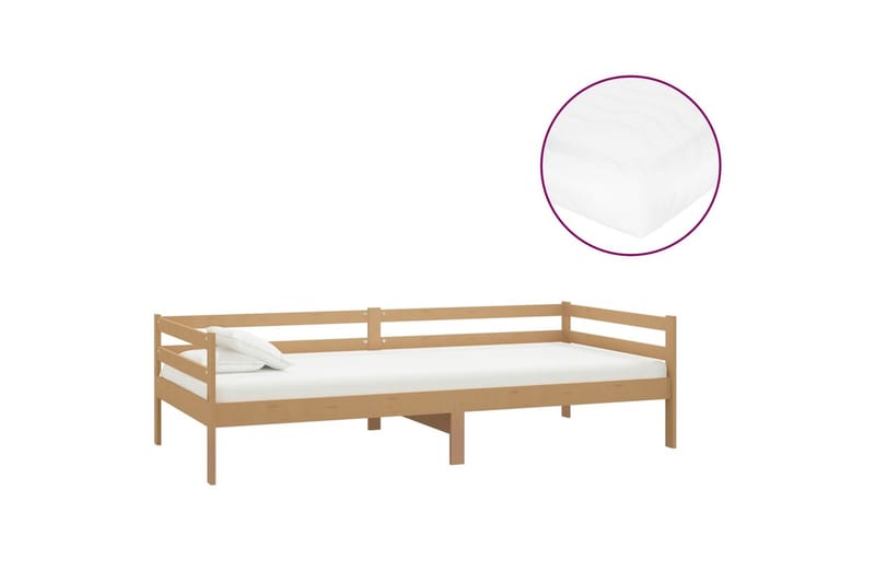 daybed med madras 90x200 cm massivt fyrretræ honningbrun - Brun - Møbler - Sofaer - Daybed