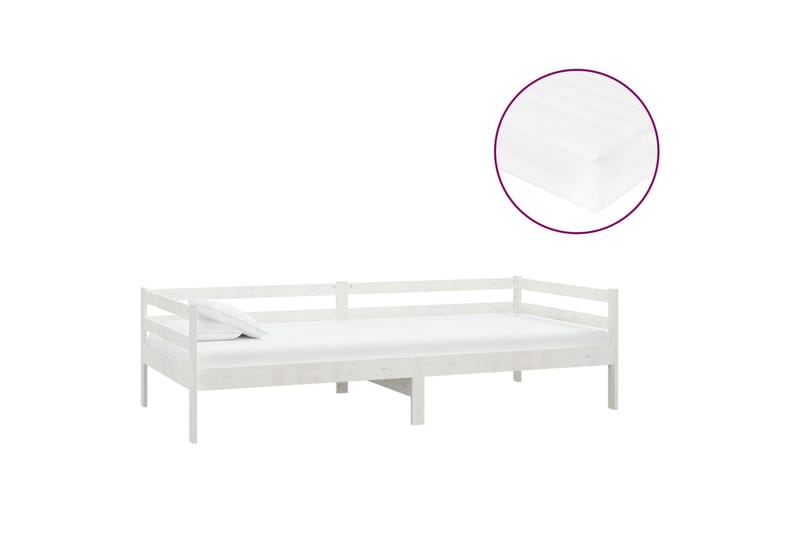 daybed med madras 90x200 cm massivt fyrretræ hvid - Hvid - Møbler - Sofaer - Daybed