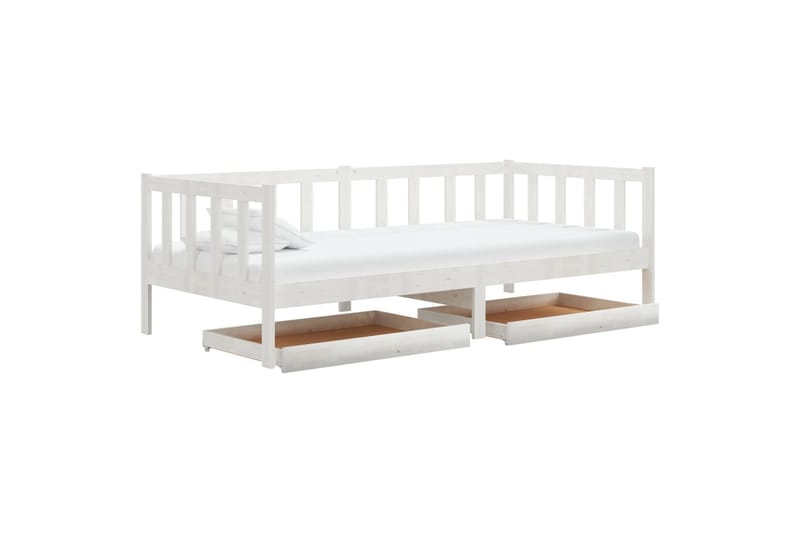 daybed med skuffer 90x200 cm massivt fyrretræ hvid - Hvid - Møbler - Sofaer - Daybed