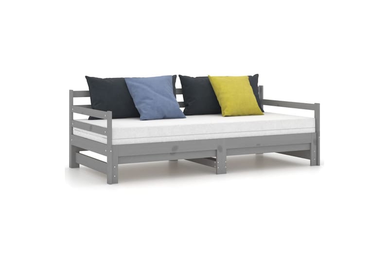 daybed med udtræk 2x(90x200) cm massivt fyrretræ grå - Grå - Møbler - Sofaer - Daybed