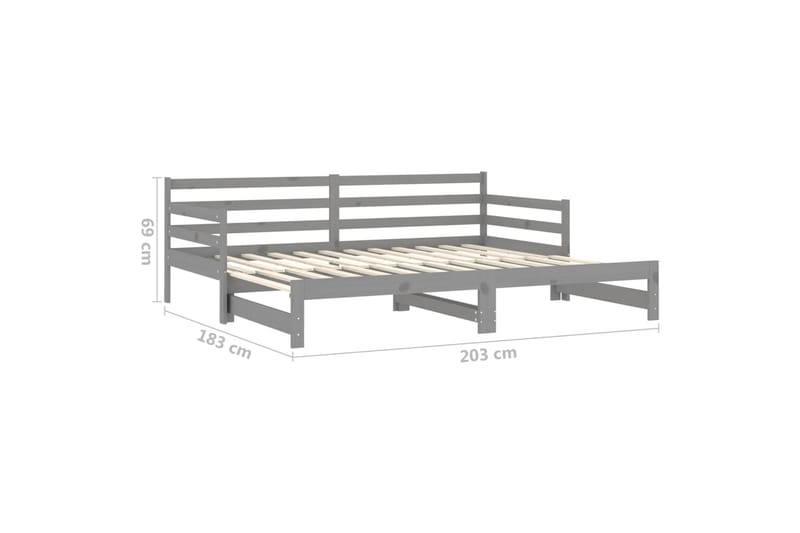 daybed med udtræk 2x(90x200) cm massivt fyrretræ grå - Grå - Møbler - Sofaer - Daybed