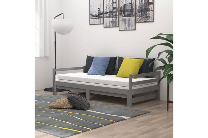 daybed med udtræk 2x(90x200) cm massivt fyrretræ grå - Grå - Møbler - Sofaer - Daybed