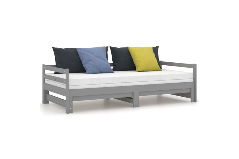 daybed med udtræk 2x(90x200) cm massivt fyrretræ grå - Grå - Møbler - Sofaer - Daybed