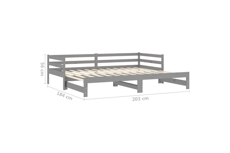 daybed med udtræk 2x(90x200) cm massivt fyrretræ grå - Grå - Møbler - Sofaer - Daybed