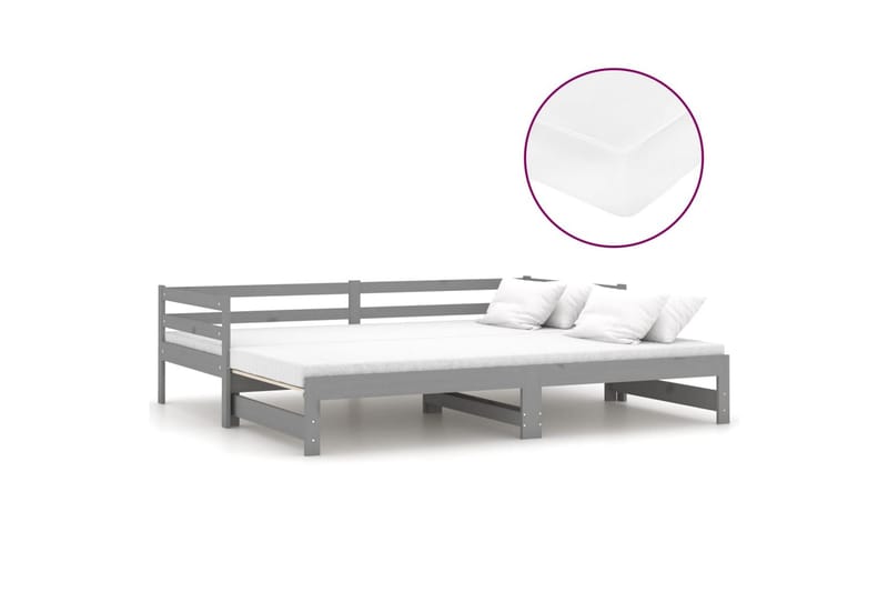 daybed med udtræk 2x(90x200) cm massivt fyrretræ grå - Grå - Møbler - Sofaer - Daybed