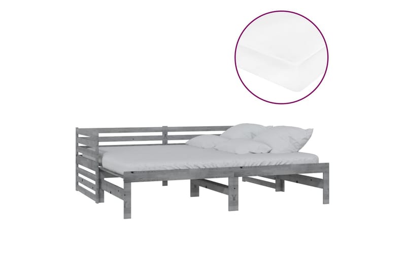 daybed med udtræk 2x(90x200) cm massivt fyrretræ grå - Grå - Møbler - Sofaer - Daybed