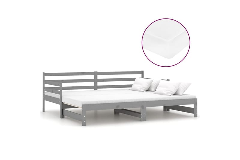 daybed med udtræk 2x(90x200) cm massivt fyrretræ grå - Grå - Møbler - Sofaer - Daybed