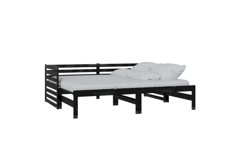 daybed med udtræk 2x(90x200) cm massivt fyrretræ sort - Sort - Møbler - Sofaer - Daybed