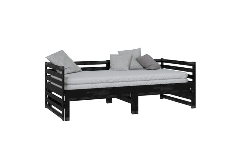 daybed med udtræk 2x(90x200) cm massivt fyrretræ sort - Sort - Møbler - Sofaer - Daybed