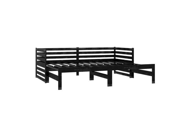 daybed med udtræk 2x(90x200) cm massivt fyrretræ sort - Sort - Møbler - Sofaer - Daybed