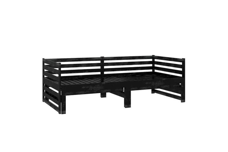 daybed med udtræk 2x(90x200) cm massivt fyrretræ sort - Sort - Møbler - Sofaer - Daybed